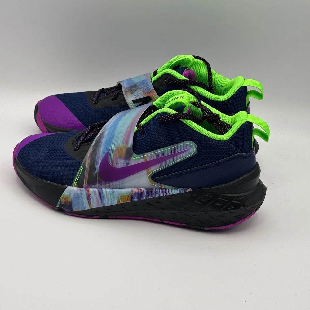 Nike Team Hustle D 12 SE Shoes Kids Size 6Y Blue Purple Basketball HV2291-400